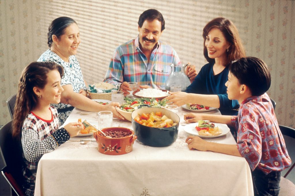 family eating together